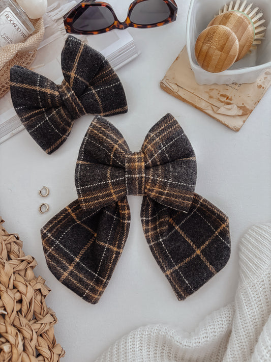 Grandpa Plaid Dog Bow