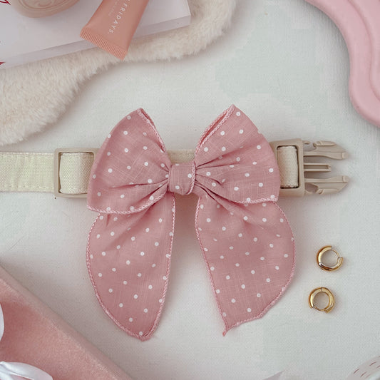 Pink Polkadot Pinwheel Sailor Dog Bow