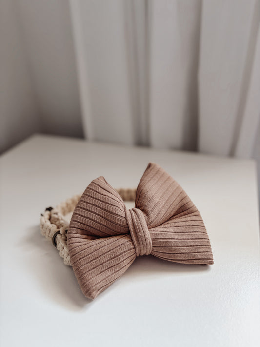 Brown Ribbed Dog Bow