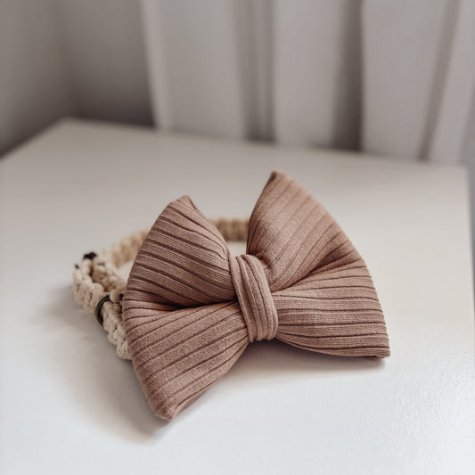 Brown Ribbed Dog Bow