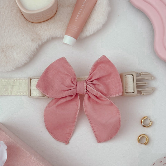 Antique Pink Pinwheel Sailor Dog Bow