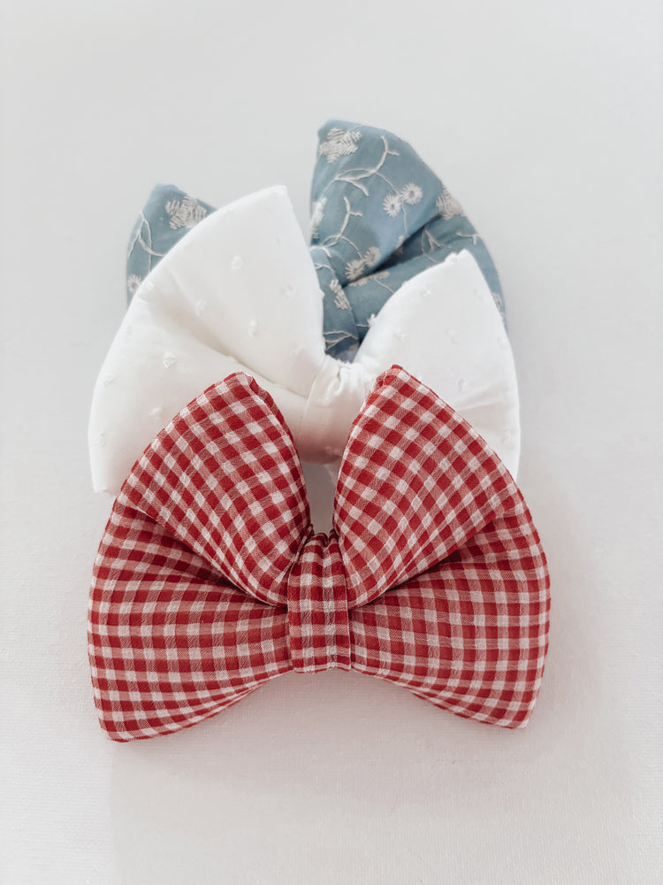Red Plaid Dog Bow