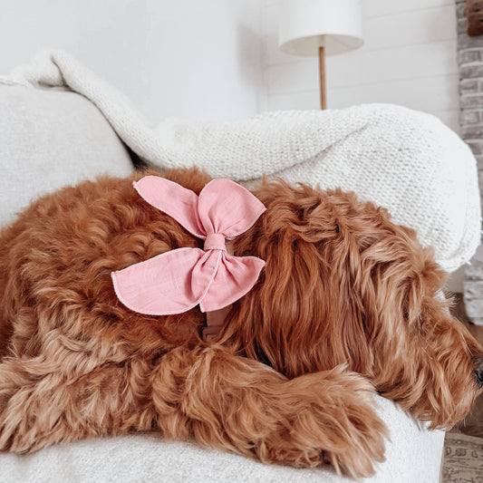 Antique Pink Pinwheel Sailor Dog Bow