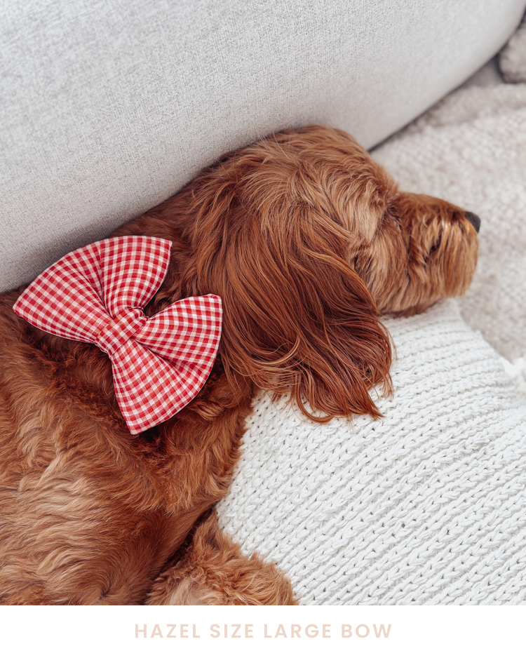 Red Plaid Dog Bow