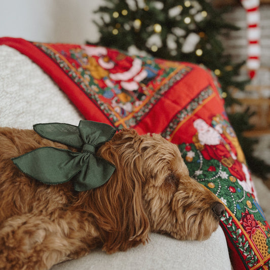 Pine Green Dog Bow