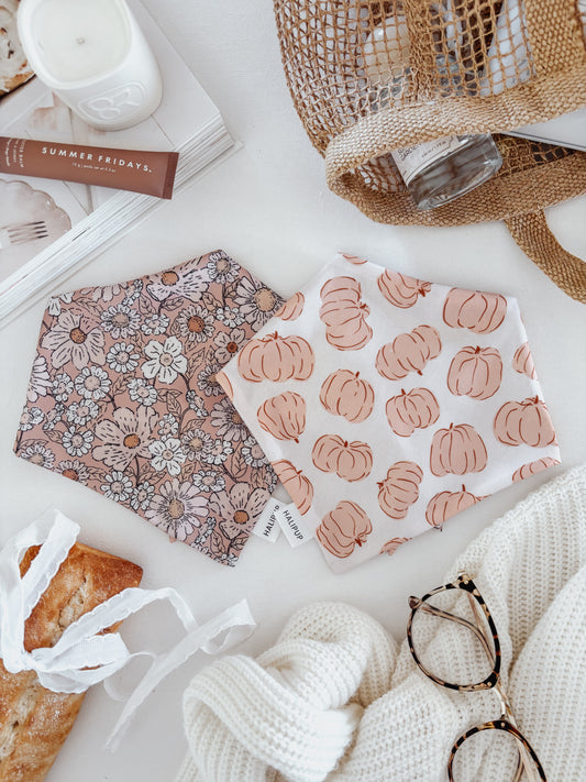 Fall Flora & Pumpkins Dog Bandana