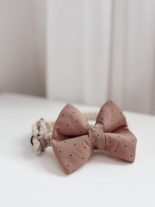 Brown Polkadot Dog Bow