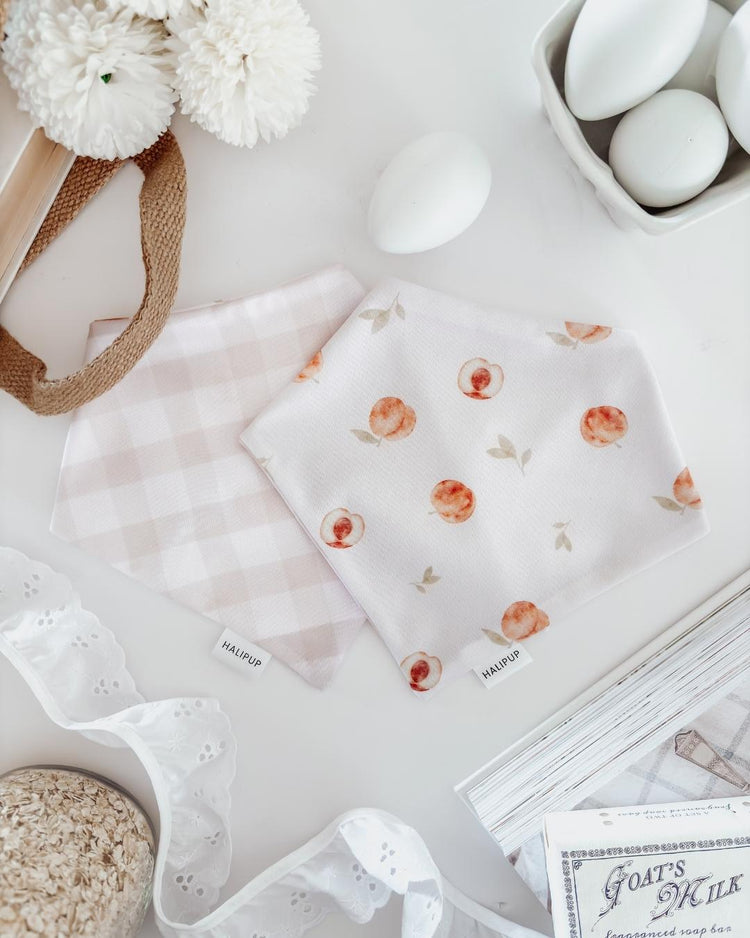 Sweet Peach & Oat Gingham Dog Bandana