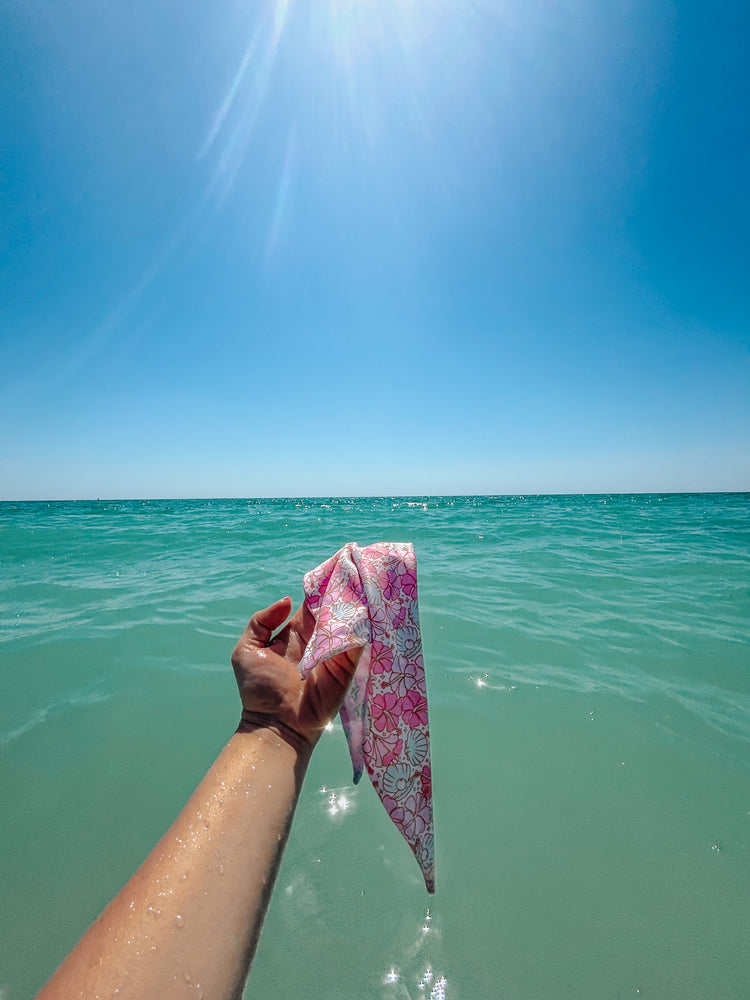 Cheeky Sharks & Hibiscus Reversible dog bandana