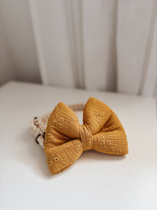 Golden Eyelet Dog Bow