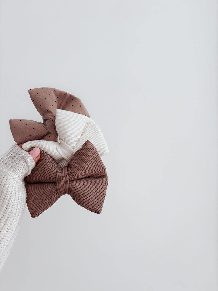 Brown Polkadot Dog Bow