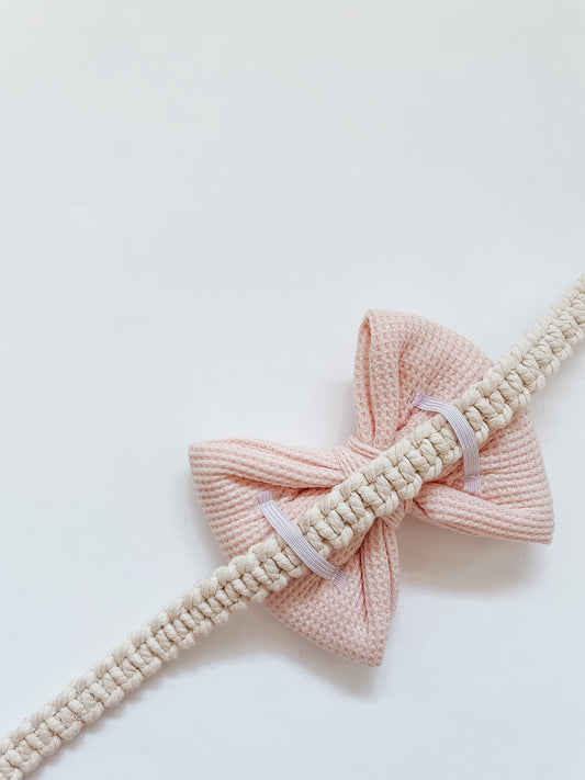 Blush Pink Knit Over The Collar Dog Bow