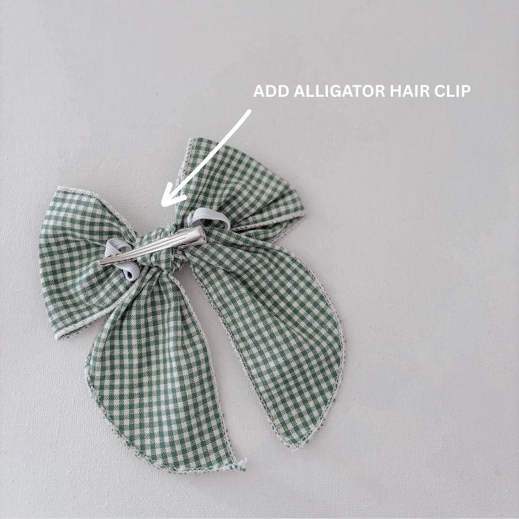 Sage Gingham Dog Bow