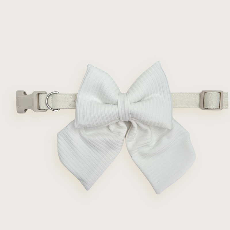 White Ribbed Sailor Bow