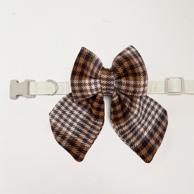 Brown Plaid Sailor Bow
