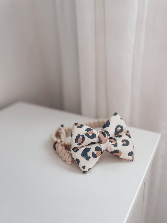 Leopard Print Over The Collar Dog Bow
