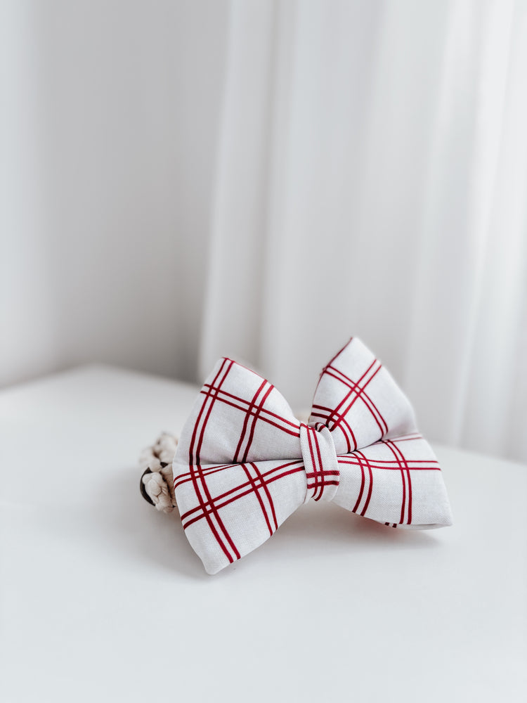 Christmas Plaid Over the collar dog bow