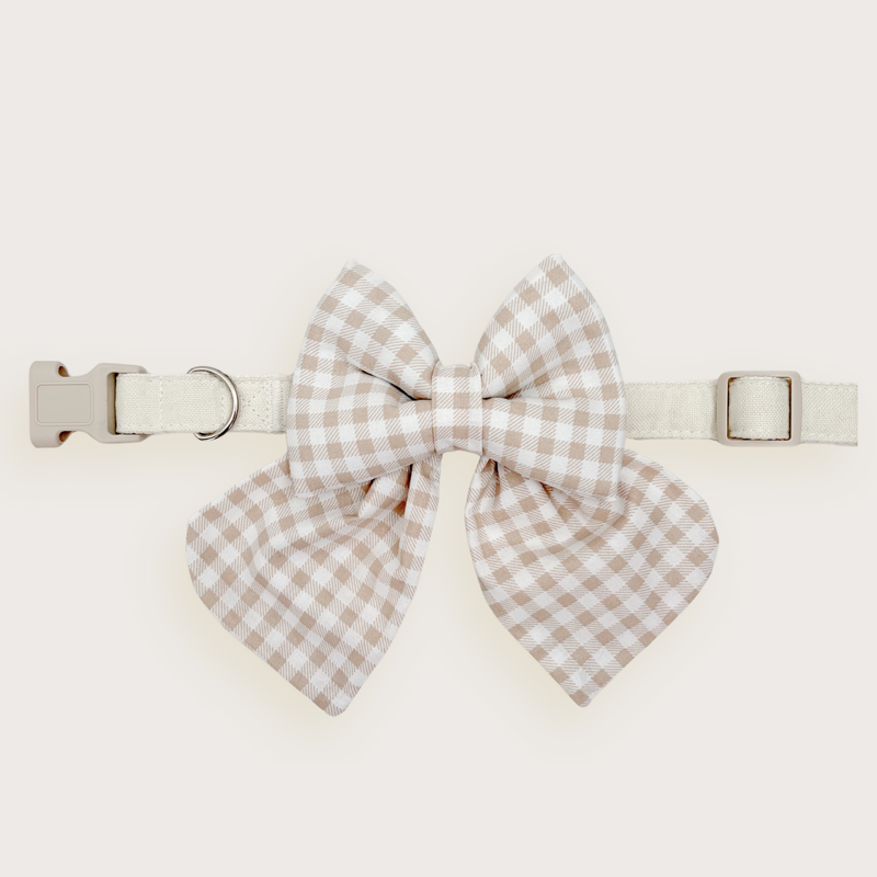 Oat Gingham Sailor Bow