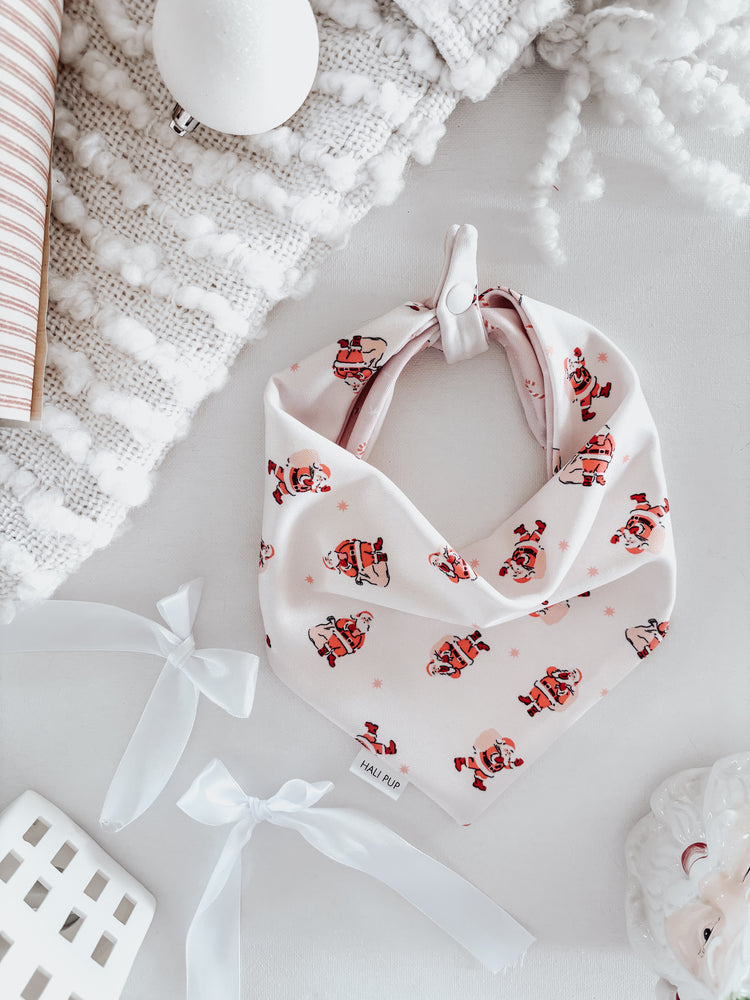 Retro Santa’s & Candycanes Reversible Dog bandana