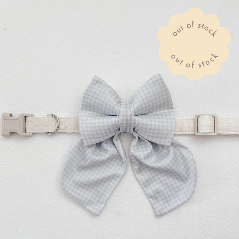 Gingham Sailor Dog Bow