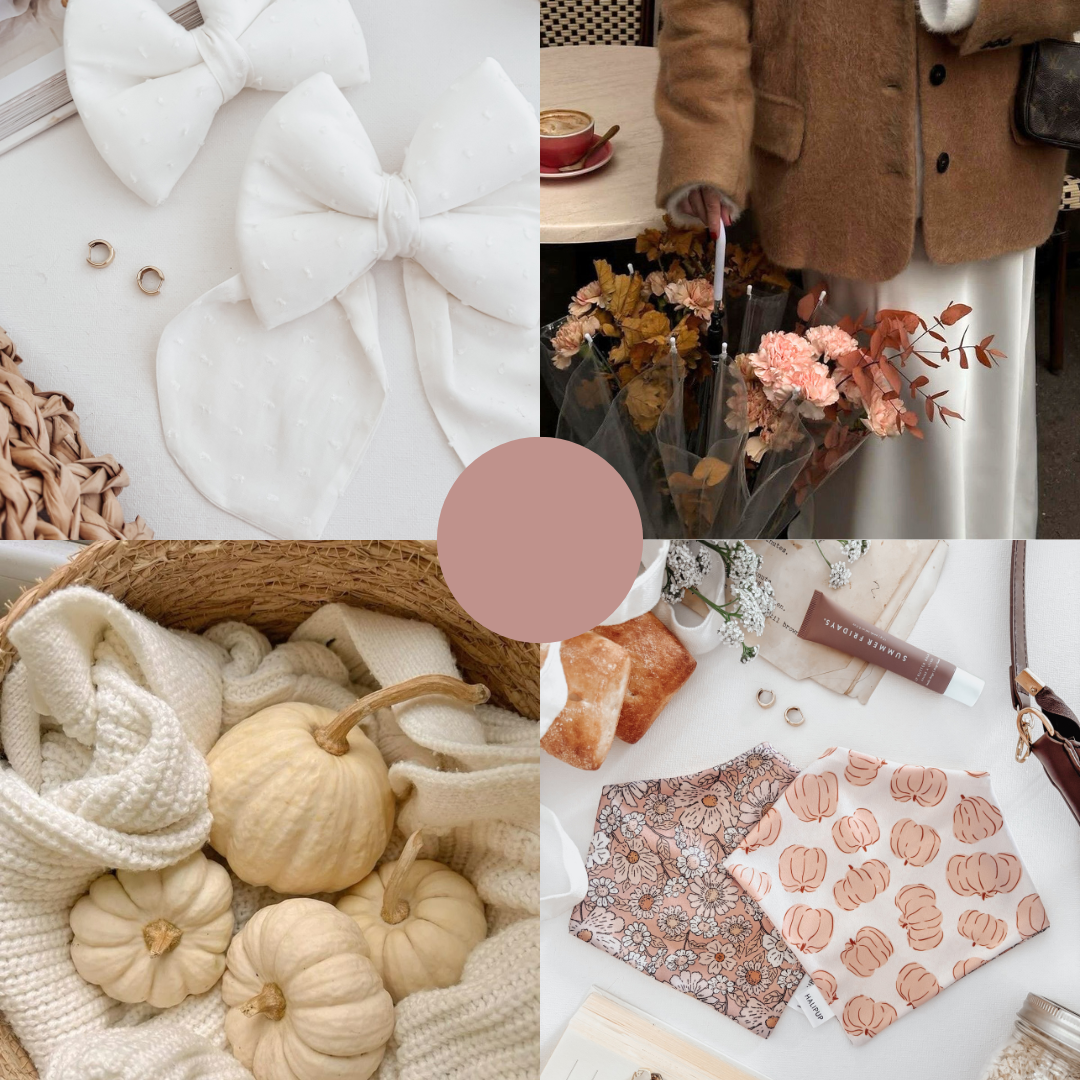 Cozy moodboard, woman's outfit ideas with matching dog bandana