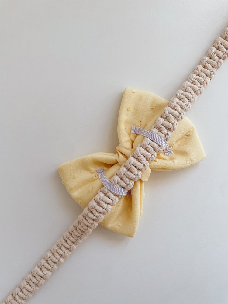 Yellow Swiss Dot Over The Collar Bows