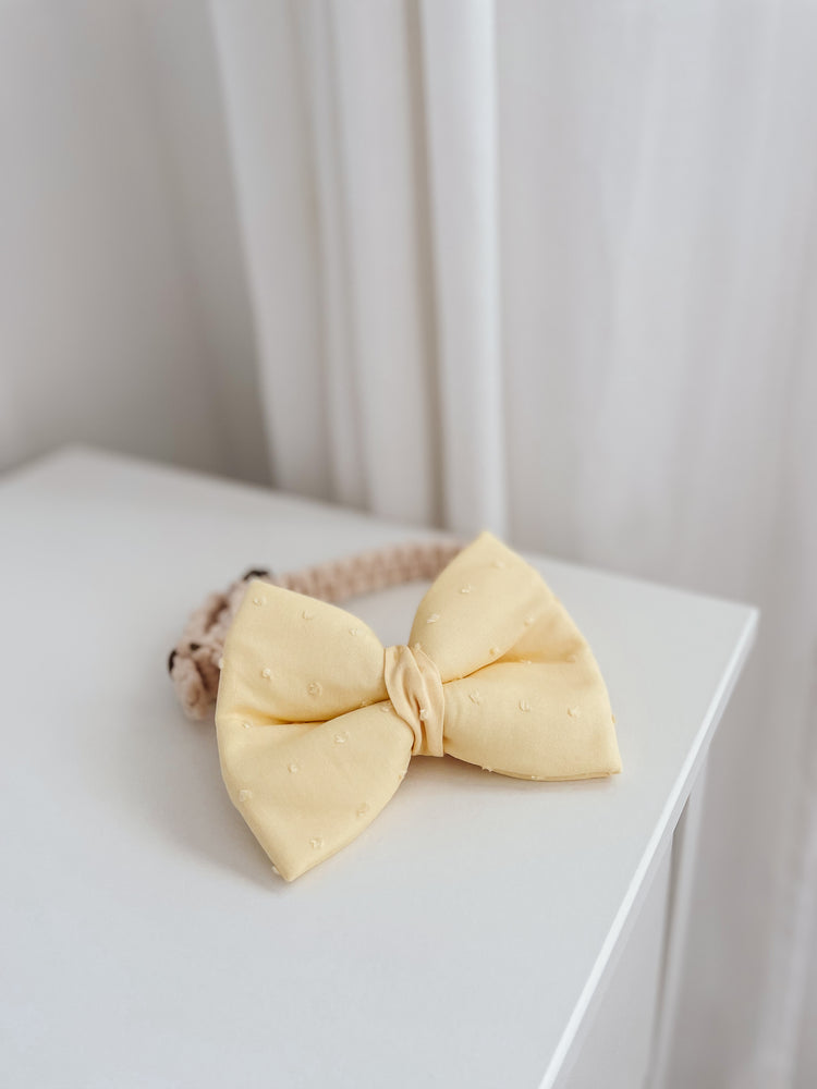 Yellow Swiss Dot Over The Collar Bows