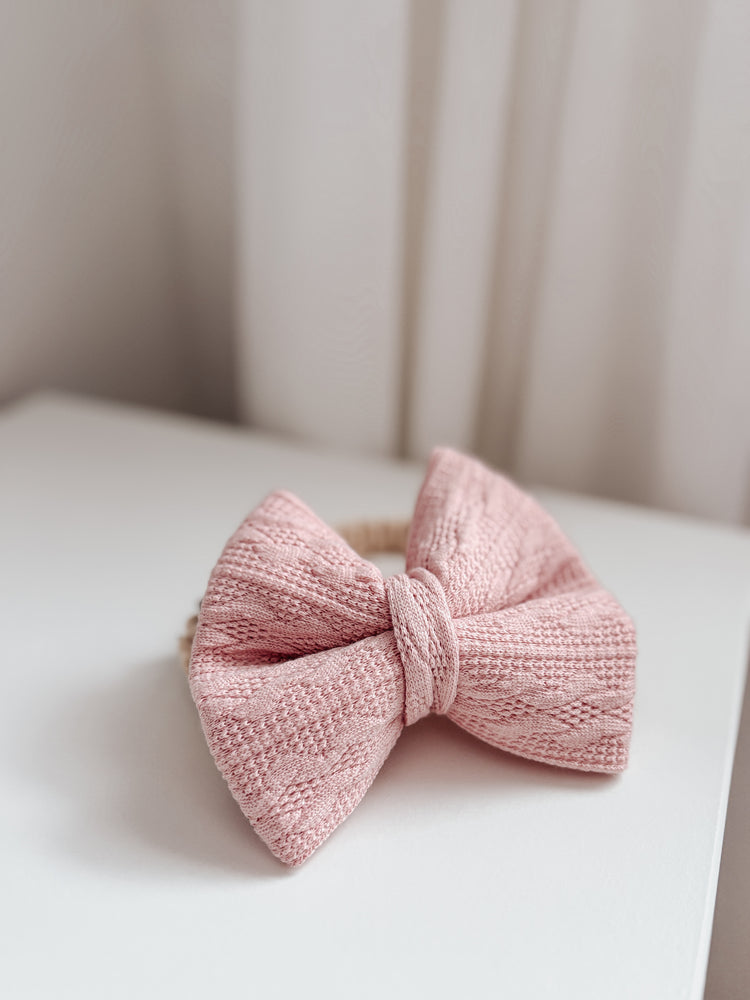 Pink Knit Over the collar dog bow