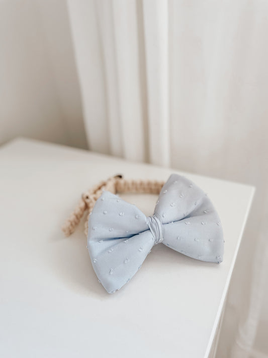 Blue Swiss Dot Over The Collar Dog Bows