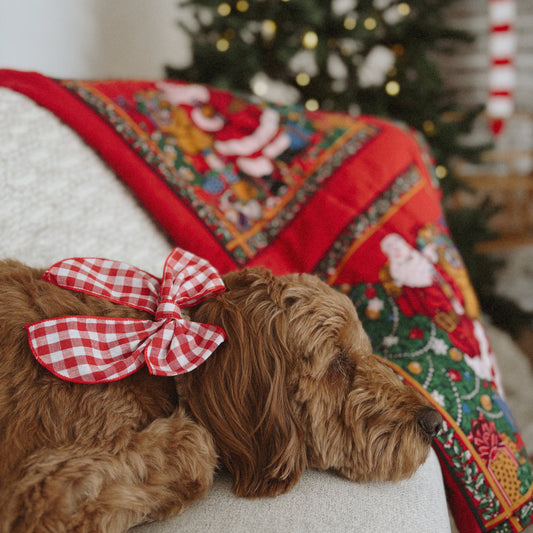 Red Gingham Dog Bow