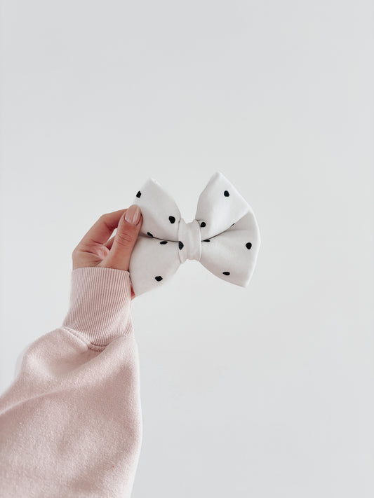 Black and White Polkadot Over The Collar Dog Bow