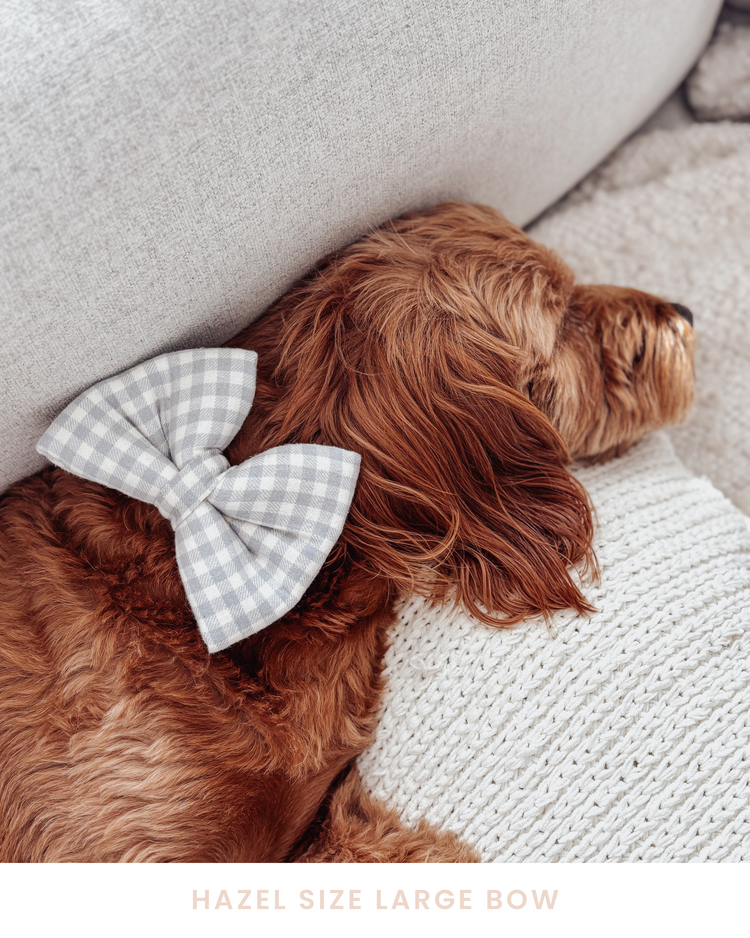 Light Blue Gingham Dog Bow