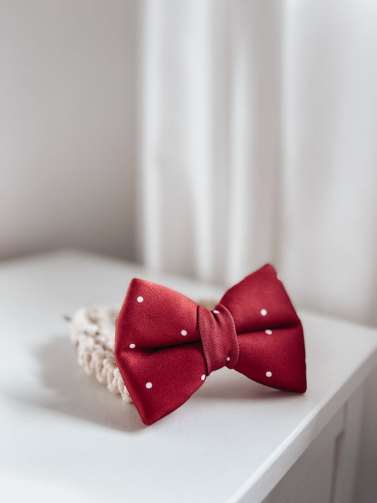 Red Polkadot Over The Collar Dog Bow