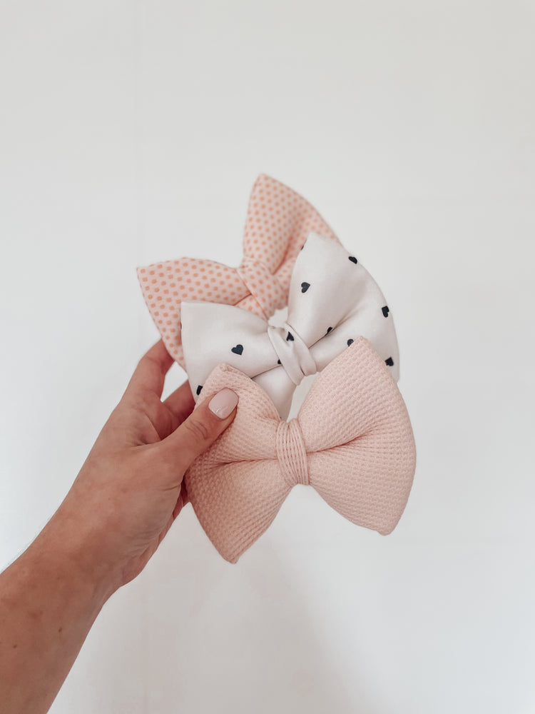 Blush Pink Knit Over The Collar Dog Bow