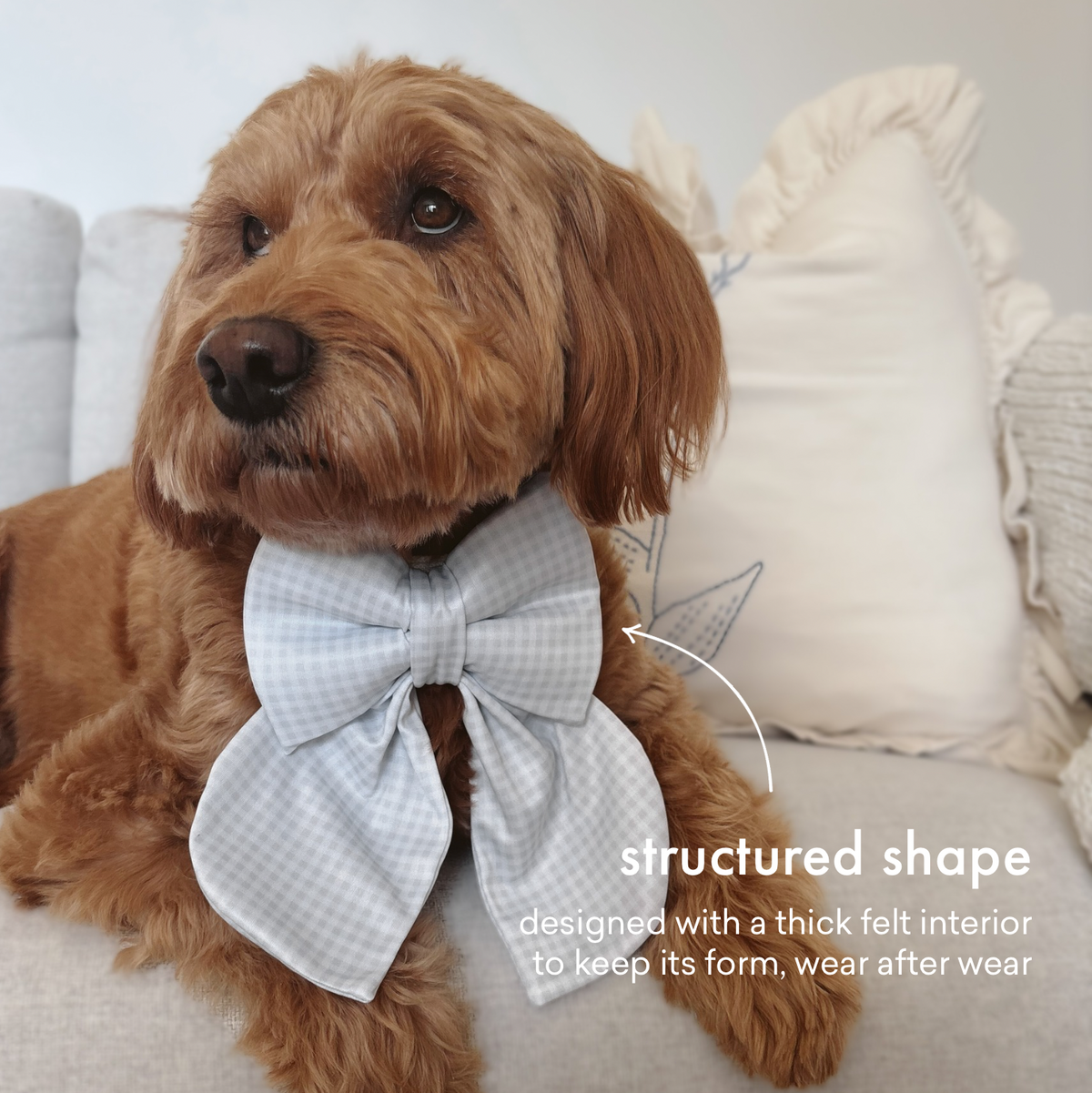 Gingham Sailor Dog Bow