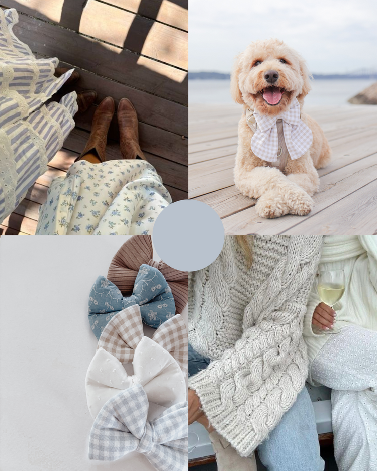 Light Blue Gingham Dog Bow