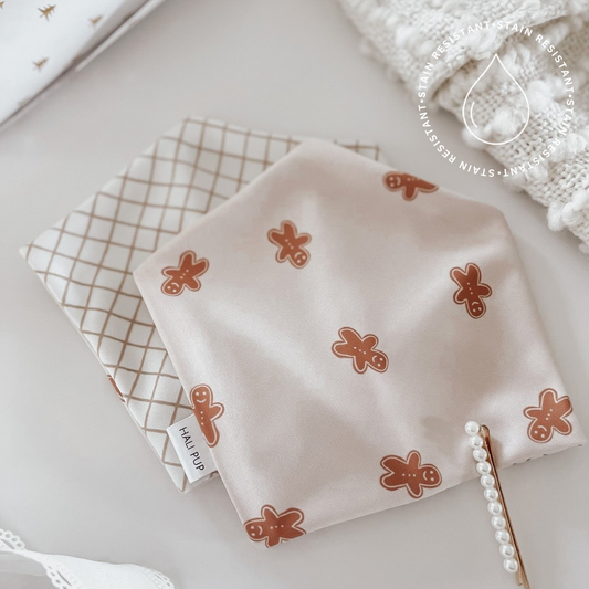 Gingerbread Men with reversible cocoa grid Dog Bandana