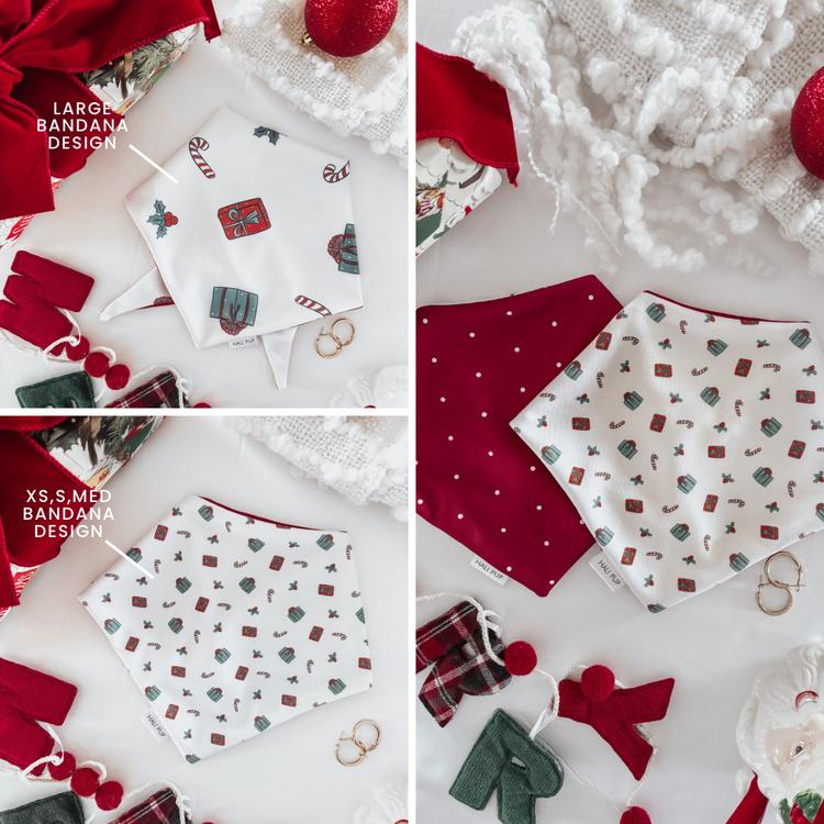 Christmas gifts & Polkadots Reversible Dog Bandana