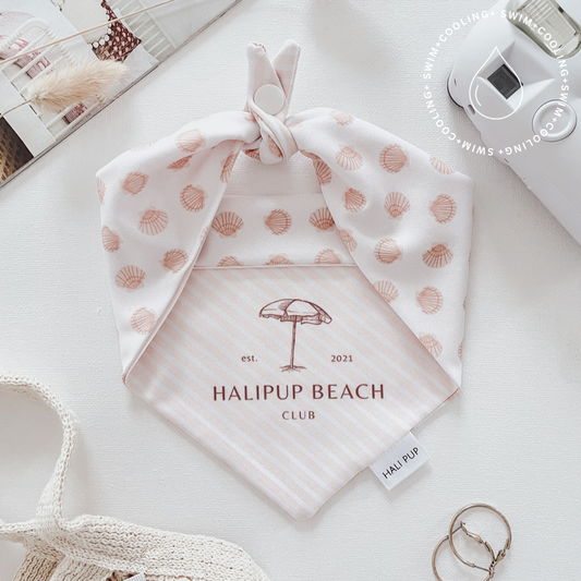 Halipup Beach Club With Reversible Seashells Dog Bandana