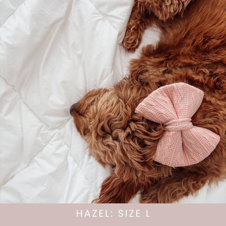 Pink Knit Over the collar dog bow