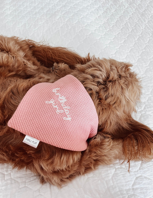 Pink knit Custom embroidered dog bandana