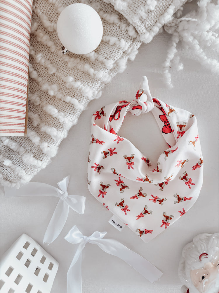 Rudolph & Christmas Bows Reversible Dog Bandana