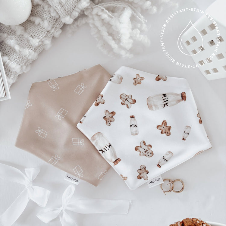 Milk & Cookies with reversible gifts dog bandana