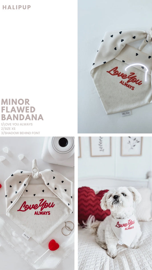 MINOR FLAW Love You Always With Reversible Hearts Dog Bandana