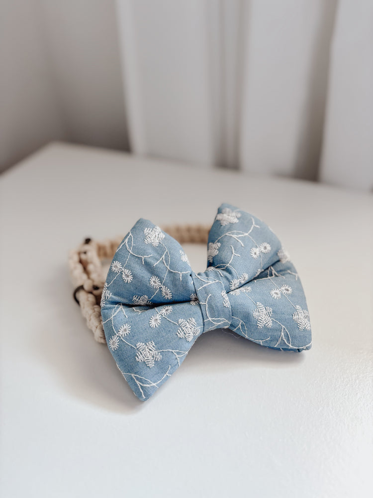 Denim Eyelet Dog Bow