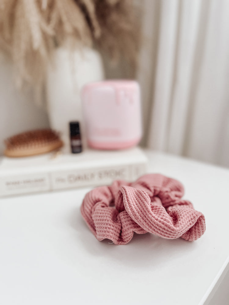 Pink Waffle Knit Scrunchie