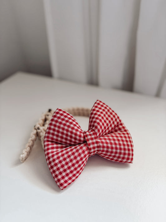 Red Plaid Dog Bow