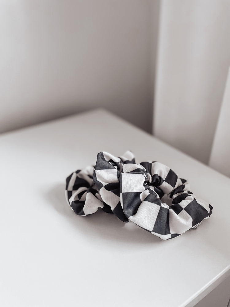 Black & White Checkerboard Scrunchie