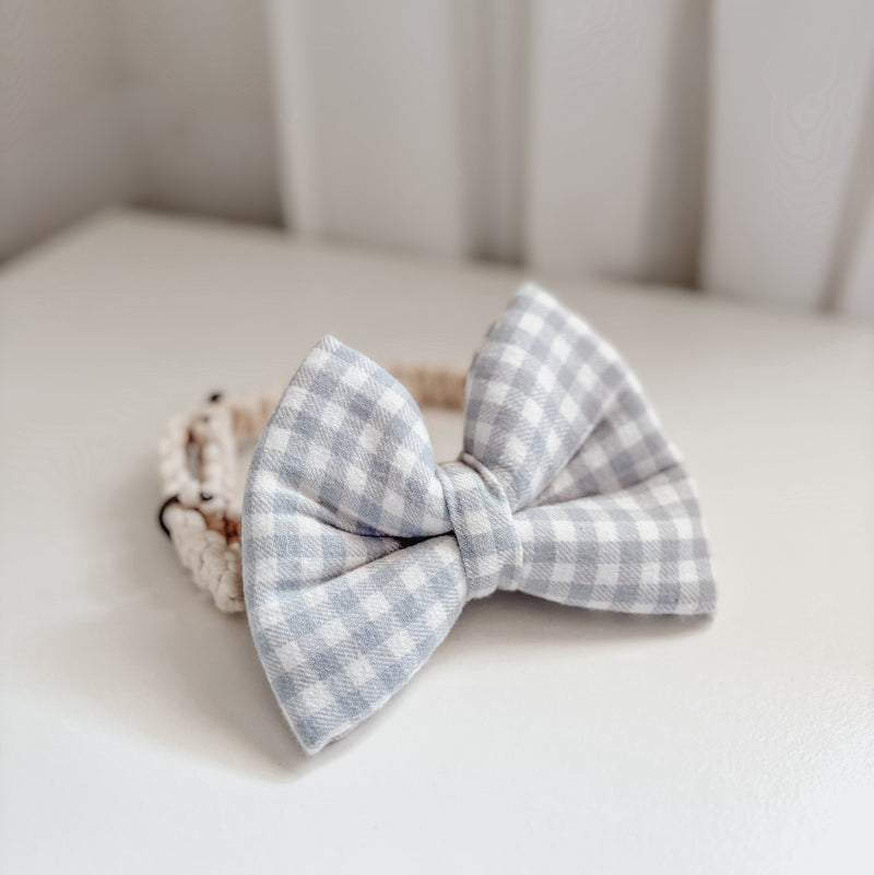 Baby Blue Gingham Classic Dog Bow