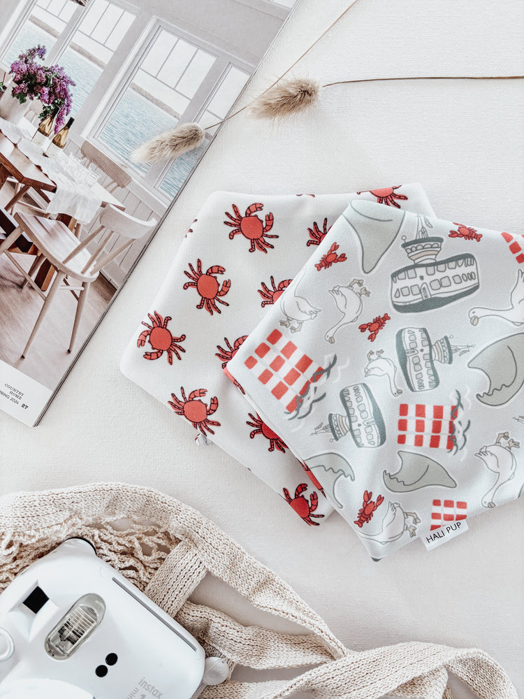 Harbour City With Reversible Beach Crabs Dog Bandana